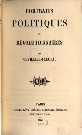 Portraits politiques et révolutionnaires