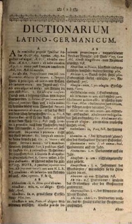 Dictionarium latino-germanicum, nec non germanico-latinum