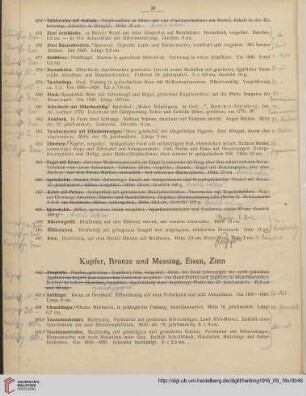 Kupfer, Bronze und Messing, Eisen, Zinn (Nr. 492-589)