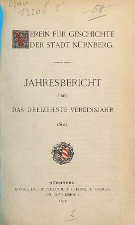 Jahresbericht : über das ... Vereinsjahr. 13. 1890 (1891)