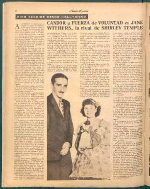 Candor y fuerza de voluntad es Jane Withers, la rival de Shirley Temple : King escribe desde Hollywood