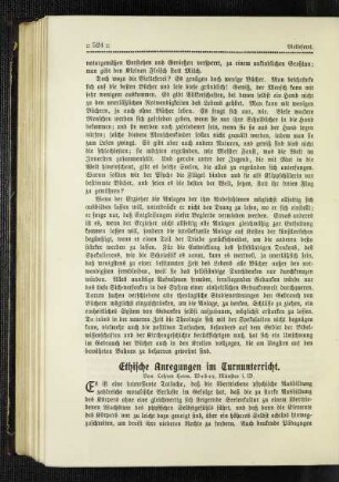 Ethische Anregungen im Turnunterricht