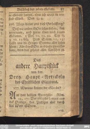Das andere Hauptstück von den Drey Haupt-Artickeln des Christlichen Glaubens.
