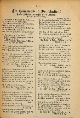 Im Grunewald ist Holzauktion : sowie viele andere neue Couplets & Lieder