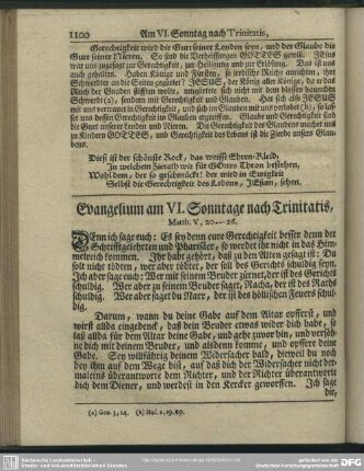 Evangelium am VI. Sonntage nach Trinitatis, Matth. V, 20-26