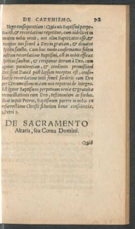 De Sacramento Altaris, seu Coena Domini.