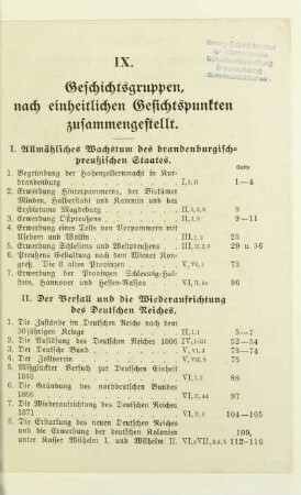 IX. Geschichtsgruppen, nach einheitlichen Gesichtspunkten zusammengestellt