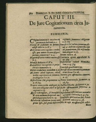 Caput III. De Iure Cogitationum circa Iuramenta.