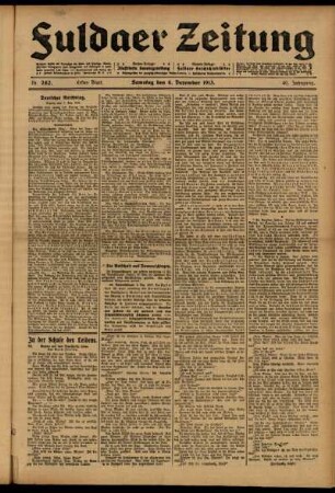 Erste Ausgabe vom Samstag, den 06. Dezember 1913.