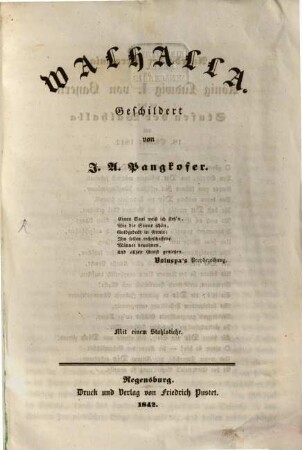 Walhalla : mit einem Stahlstiche