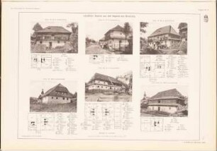 Bauernhäuser, Kremnitz: Grundrisse, Ansichten (aus: Das Bauernhaus in Österreich-Ungarn, hrsg.v. Ingenieur- und Architektenverein, 1906)