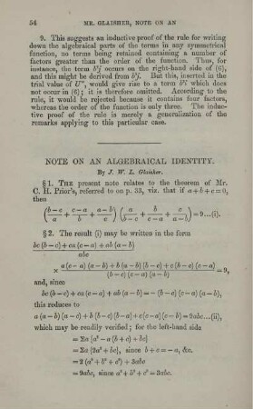 Note on an algebraical identity.