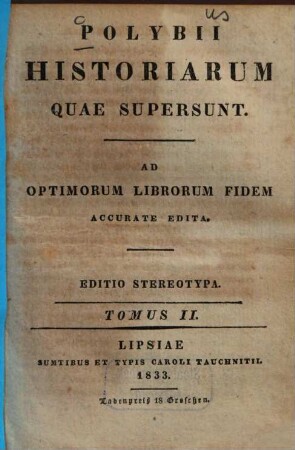 Historiarum quae supersunt : ad optimorum librorum fidem accurate edita, 2