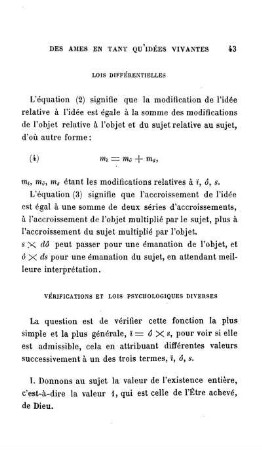 Lois différentielles. - Vérification et lois psychologiques diverses.