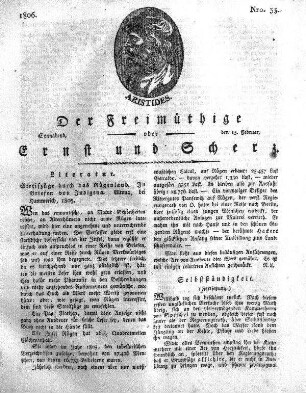 Nro. 33, Sonnabend, den 15. Februar 1806
