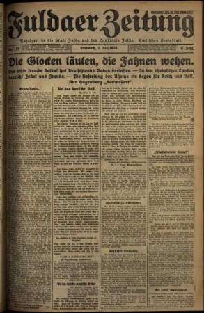 Erste Ausgabe vom Mittwoch, den 02. Juli 1930.