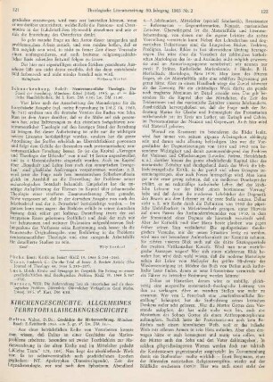 121 [Rezension] Schnackenburg, Rudolf, Neutestamentliche Theologie