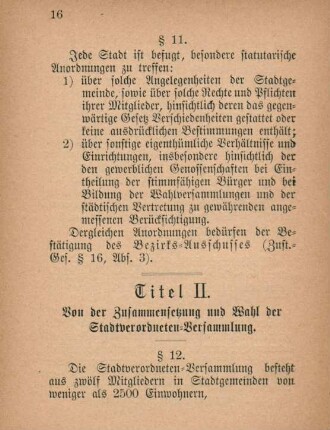 Titel II. Von der Zusammensetzung und Wahl der Stadtverordneten-Versammlung
