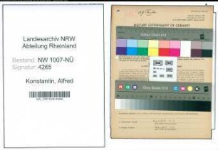 Entnazifizierung Alfred Konstantin , geb. 14.04.1902 (Schlosser)