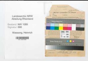 Entnazifizierung Heinrich Wassong , geb. 22.04.1897 (Polizist)