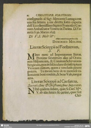 Literae Scioppii ad Forstnerum