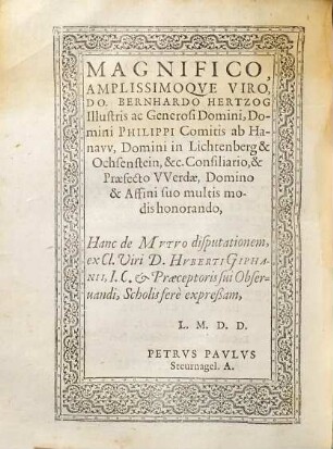 Disputatio de mutuo, in theses aliquot coniecta