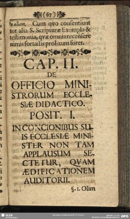 Cap. II. De Officio Ministrorum Ecclesiae Didactico