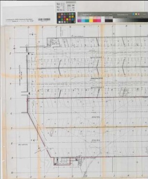 Gronau (Gronau) Entwurf einer Tiefgarage Grundriß Zivilschutz- und Zivilteil 1970 1 : 100 88 x 121 Pause Sudan und Hahm, Ingenieurbüro Regierung Münster Nr. 34071