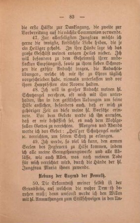 Uebung der Tugend der Demuth.