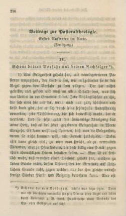 256-267 Beiträge zur Pastoraltheologie : erstes Auftreten im Amte : Fortsetzung