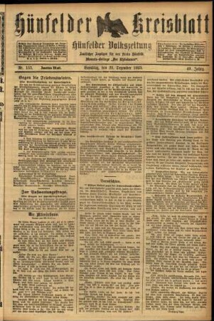 Zweite Ausgabe vom Samstag, den 22. Dezember 1923.