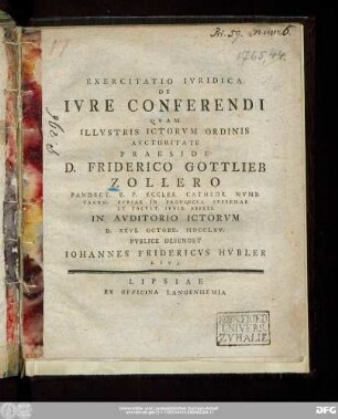 Exercitatio Ivridica De Ivre Conferendi