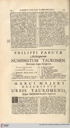 Philippi Parutae Archetyporum numismatum Tauromen