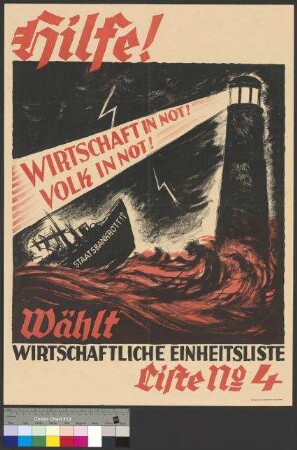 Wahlplakat der Wirtschaftlichen Einheitsliste zur Landtagswahl am 27. November 1927