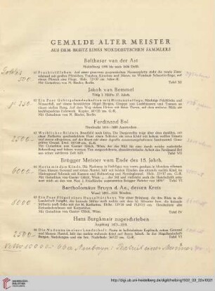 Gemälde Alter Meister aus dem Besitz eines norddeutschen Sammlers (Nr. 61-94)