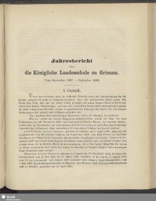 Jahresbericht über die Königliche Landesschule zu Grimma. Vom September 1867 - September 1868