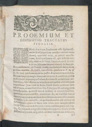 Prooemium Et Dispositio Tractatus Feudalis