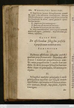 Caput XIII. De affectionibus syllogismi perfecti à propositionum modalitate ortis.