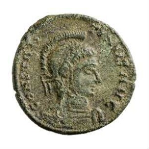 Münze, Follis, Aes 4, 319 n. Chr.