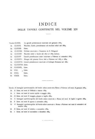 INDICE DELLE TAVOLE CONTENUTE NEL VOLUME XIV
