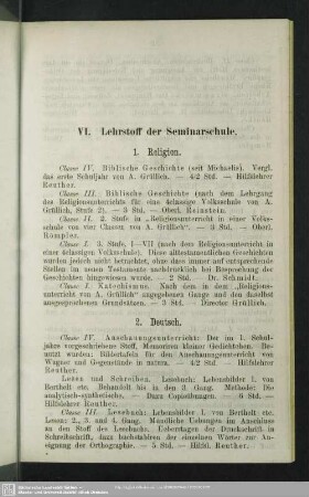 VI. Lehrstoff der Seminarschule