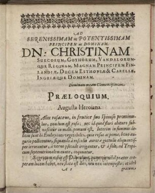 Widmung an Christina, Königin von Schweden