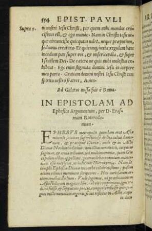 In Epistolam Ad Ephesios Argumentum, per D. Erasmum Roterodamum.
