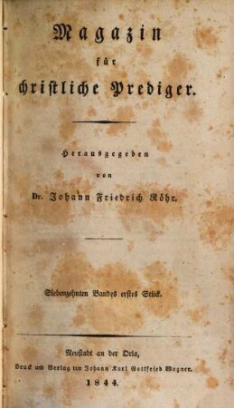 Magazin für christliche Prediger. 17. 1844