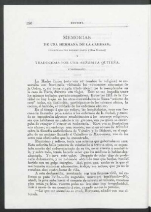 Memorias de una hermana de la caridad : Publicadas por Madame Gagne [Elisa Moreau] y traducidas por una señorita Quiteña