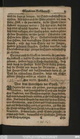 Der XXVI. Artickel. Von dem Unterscheid der Speise.