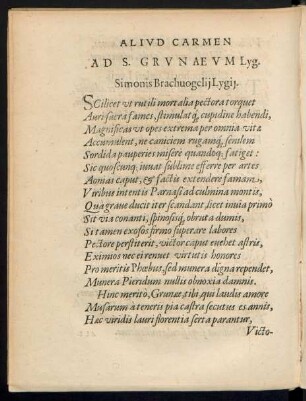 Aliud Carmen Ad S. Grunaeum Lyg.