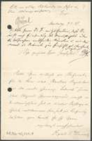 Brief von Eberhard Dennert an Unbekannt