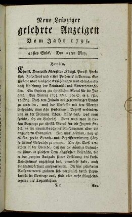 42stes Stück. Den 25ten May.