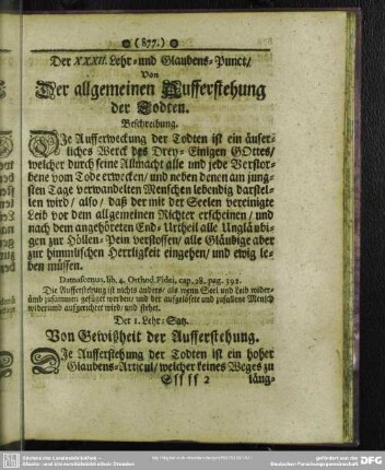 Der XXXII. Lehr- und Glaubens-Punct. Von Der allgemeinen Aufferstehung der Todten